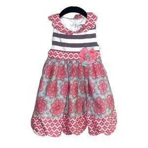 Counting Daisies Multicolored Sleeveless Mixed Media Causal Holiday Dress 3T